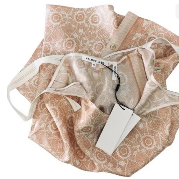 $345 Helmut Lang Silk Tank XS Vintage Italian Ornamental Peach Unfinished Straps - Picture 11 of 16